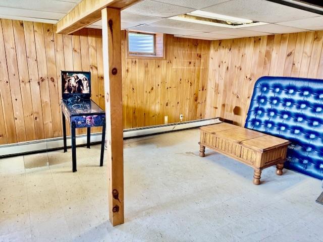 251 Pearsall Rd, Westford, NY 12155 - rec room with tile patterned floors and wood walls