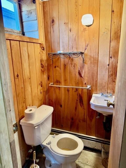 251 Pearsall Rd, Westford, NY 12155 - bathroom with wood walls, toilet, and a sink