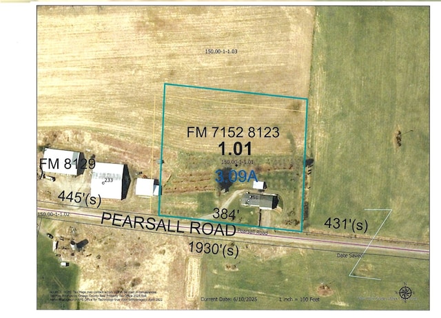 251 Pearsall Rd, Westford, NY 12155 - aerial map of property and surrounding area featuring property parcel outlined