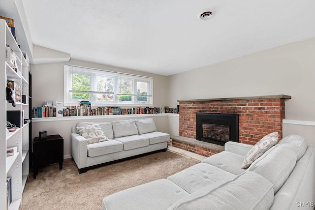 4190 Stepping Stone Ln, Clay, NY 13090 - living area featuring carpet flooring and a brick fireplace