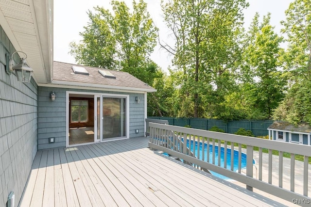 4190 Stepping Stone Ln, Clay, NY 13090 - wooden terrace featuring a fenced backyard and an outbuilding