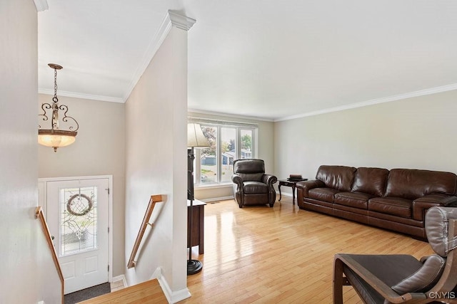 4190 Stepping Stone Ln, Clay, NY 13090 - living room with crown molding, light wood finished floors, and baseboards
