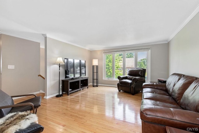 4190 Stepping Stone Ln, Clay, NY 13090 - living room with light wood-style flooring, crown molding, and baseboards
