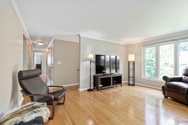 4190 Stepping Stone Ln, Clay, NY 13090 - living area featuring ornamental molding, light wood-type flooring, and baseboards