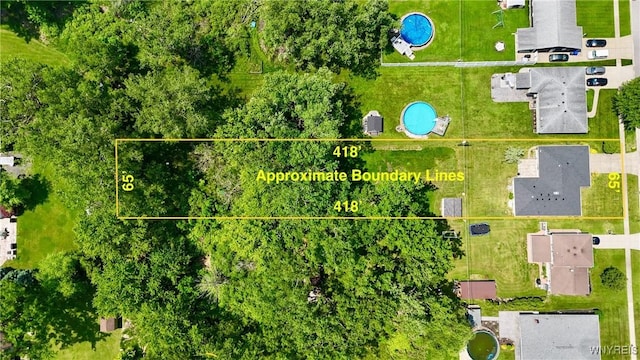 21 Kathy Ln, West Seneca, NY 14224 - aerial view of property's location with a pool area and property boundaries highlighted