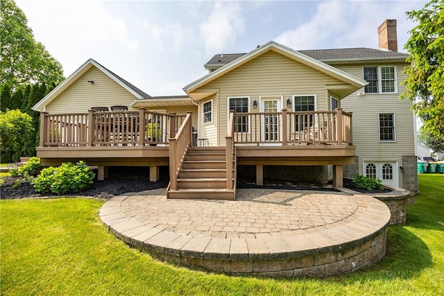 2 Princeton Ln, Perinton, NY 14450 - back of property featuring a chimney, a yard, a patio area, and a deck
