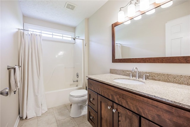 2 Princeton Ln, Perinton, NY 14450 - full bathroom featuring vanity, shower / bath combo with shower curtain, toilet, and tile patterned flooring