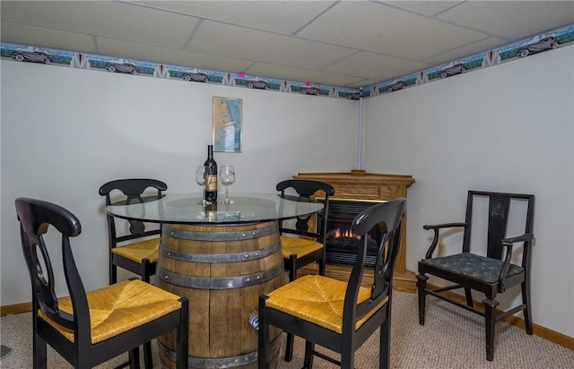 256 Queen Esther Dr, Sayre, PA 18840 - carpeted dining space with baseboards and a paneled ceiling