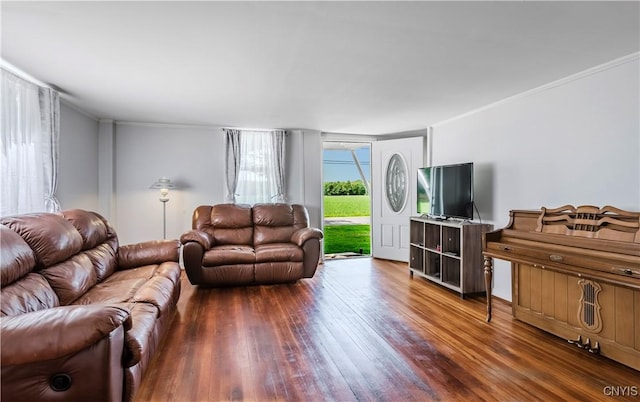 3838 Dawes Ave, Kirkland, NY 13323 - living room featuring hardwood / wood-style floors and ornamental molding