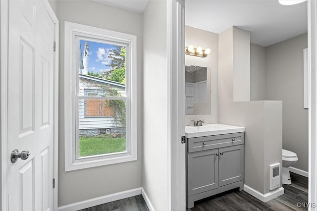 308 Lewis St, Syracuse, NY 13204 - bathroom with vanity, plenty of natural light, toilet, and wood finished floors