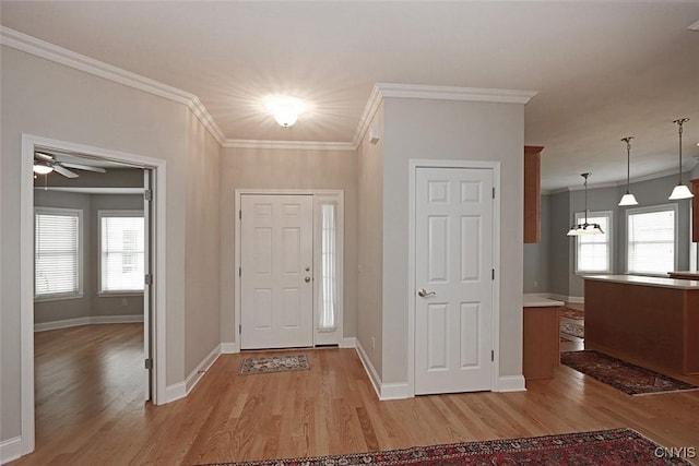 207 Falling Brook Path, Manlius, NY 13066 - entrance foyer featuring light wood-type flooring, healthy amount of natural light, and ornamental molding