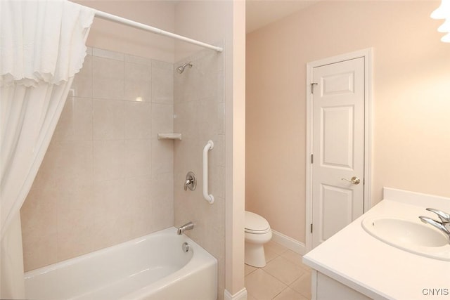 207 Falling Brook Path, Manlius, NY 13066 - full bathroom featuring shower / tub combo, toilet, vanity, tile patterned floors, and baseboards