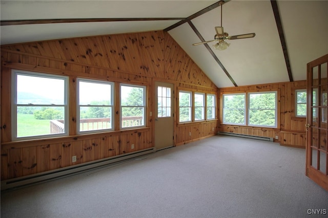 465 Blanding Rd, Sherburne, NY 13460 - unfurnished sunroom featuring a baseboard radiator, a baseboard heating unit, and lofted ceiling