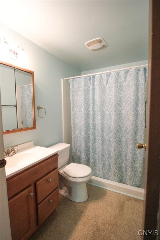 465 Blanding Rd, Sherburne, NY 13460 - full bathroom with vanity, toilet, and a shower with shower curtain