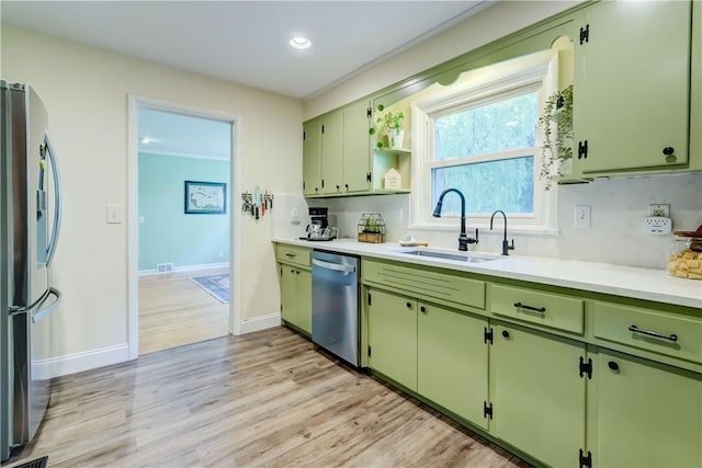 12 Edgewood Dr, Penfield, NY 14526 - kitchen with appliances with stainless steel finishes, green cabinets, a sink, and recessed lighting