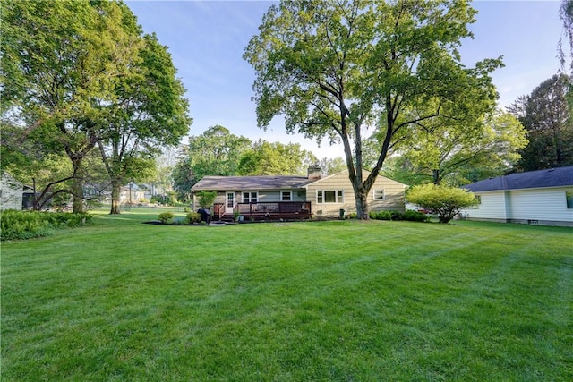 12 Edgewood Dr, Penfield, NY 14526 - view of green lawn with a deck