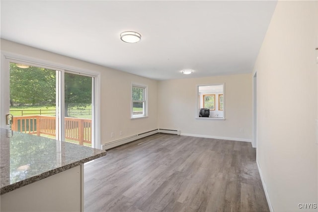 5750 Sentinel Heights Rd, Onondaga, NY 13078 - unfurnished room with baseboard heating, light wood-style flooring, and baseboards