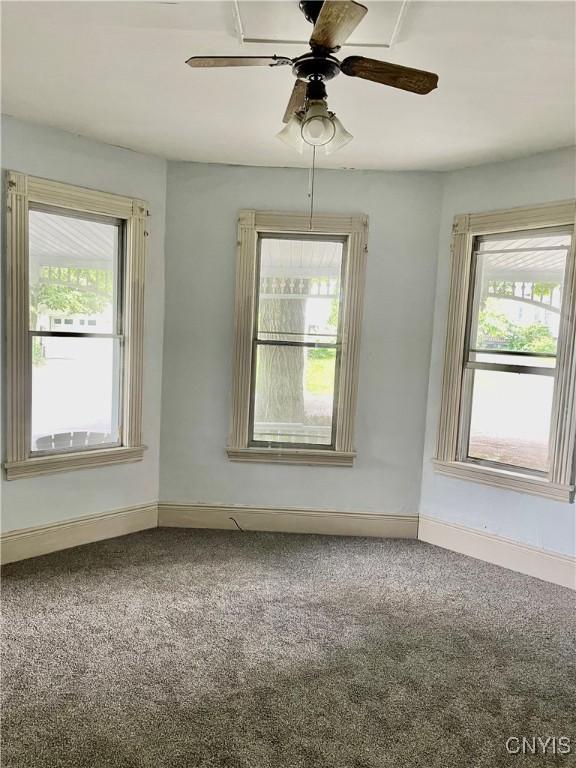214-16 Reed Ave, Syracuse, NY 13207 - spare room featuring plenty of natural light, carpet floors, and a ceiling fan