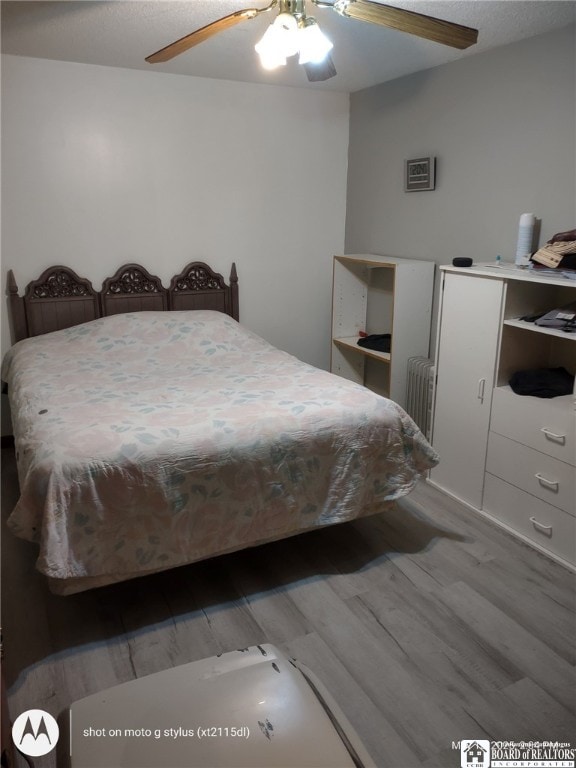 613 N Main St, Pine Grove Township, PA 16345 - bedroom featuring wood finished floors, radiator heating unit, and ceiling fan