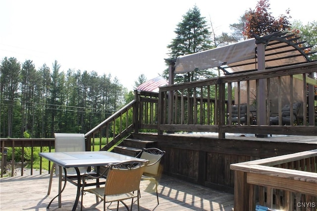 236 Harry Bryant Rd, Amboy, NY 13493 - wooden deck with stairway and outdoor dining area