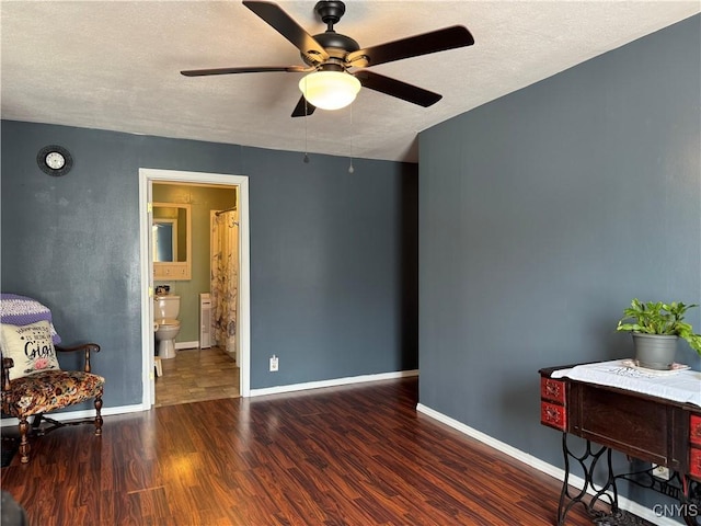 236 Harry Bryant Rd, Amboy, NY 13493 - sitting room with ceiling fan, wood finished floors, baseboards, and a textured ceiling