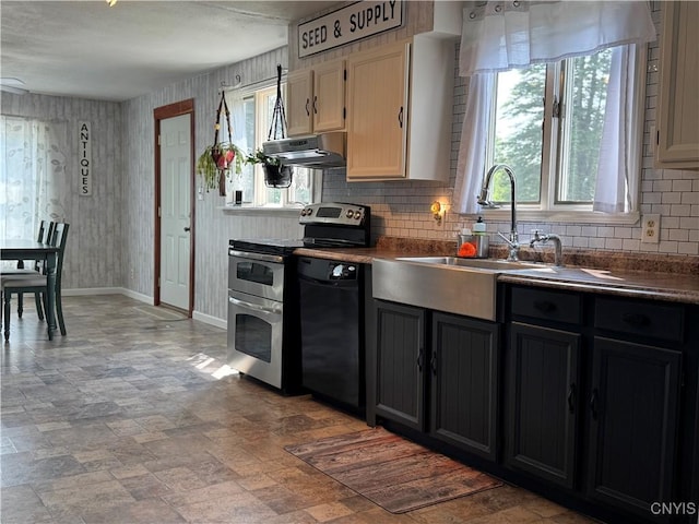 236 Harry Bryant Rd, Amboy, NY 13493 - kitchen featuring electric stove, dishwasher, plenty of natural light, and under cabinet range hood