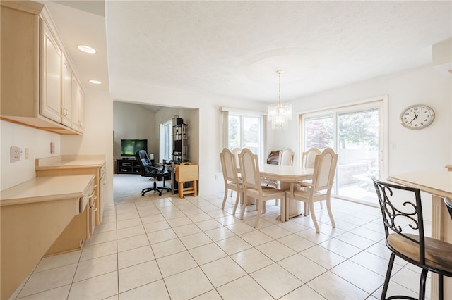 204 Red Hickory Dr, Greece, NY 14626 - dining area featuring a chandelier, recessed lighting, an office area, and light tile patterned flooring