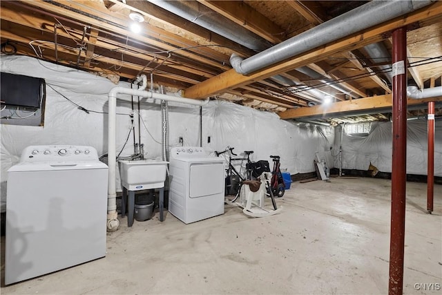 6121 Diffin Rd, Cicero, NY 13039 - unfinished basement featuring separate washer and dryer and a sink
