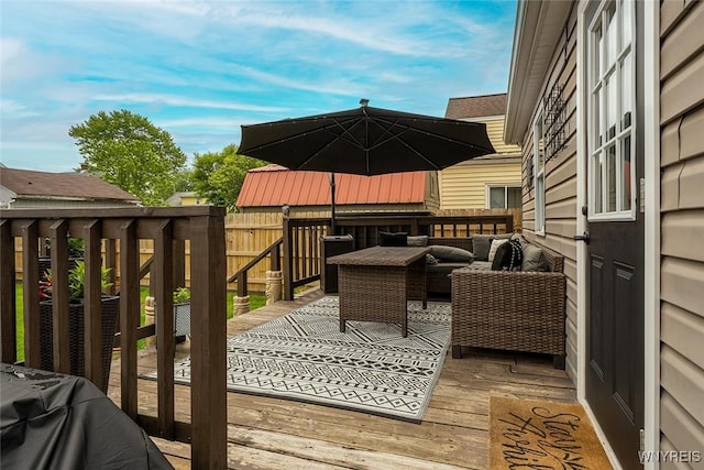 157 73rd St, Niagara Falls, NY 14304 - wooden deck with outdoor lounge area
