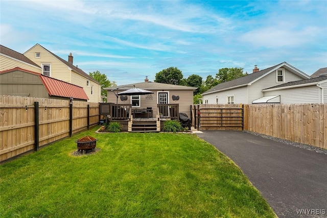 157 73rd St, Niagara Falls, NY 14304 - view of yard with a fire pit and a deck