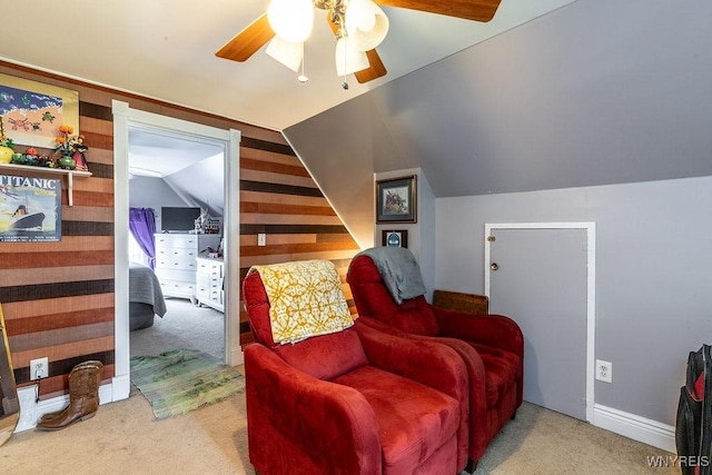 57 Savage Pl, Aurora, NY 14052 - sitting room featuring carpet flooring, ceiling fan, and lofted ceiling