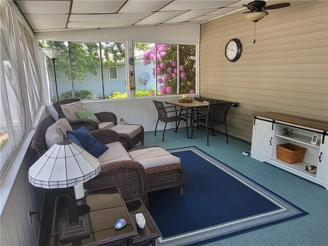 76 Belaire Dr, Big Flats, NY 14845 - sunroom featuring a ceiling fan