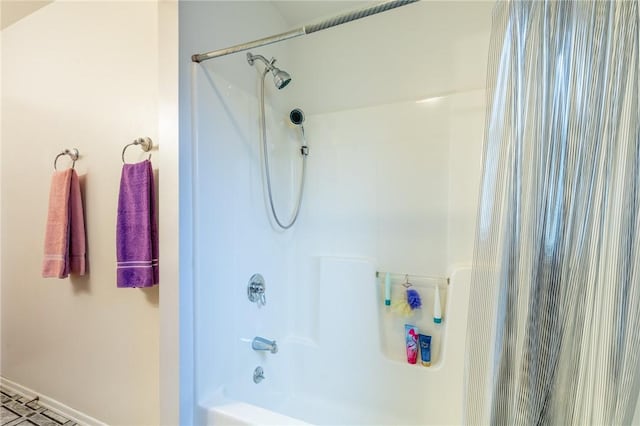 286 Troup St, Rochester, NY 14608 - full bath with shower / bath combination with curtain and baseboards