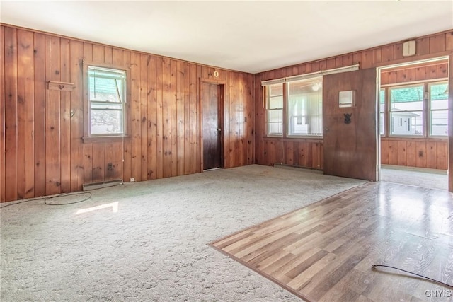 149 Centre St, Cape Vincent, NY 13618 - carpeted entrance foyer with baseboard heating, plenty of natural light, and wood walls