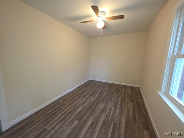 1618 16th St, Niagara Falls, NY 14305 - spare room with dark wood-style floors, baseboards, and a ceiling fan