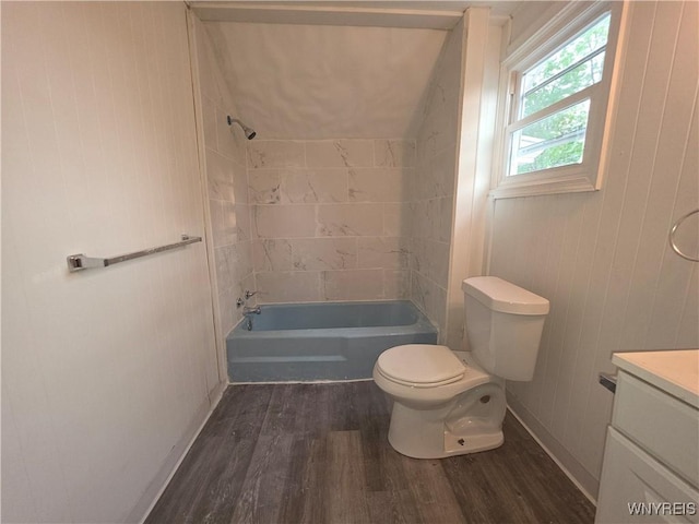 1618 16th St, Niagara Falls, NY 14305 - full bathroom with wood finished floors, toilet, vanity, and  shower combination