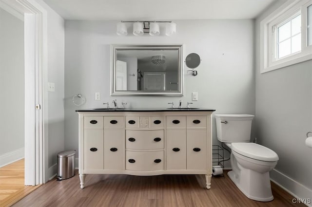 53 University Ave, Hamilton, NY 13346 - bathroom with wood finished floors, double vanity, and baseboards