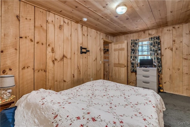 6372 George Hill Rd, Watson, NY 13343 - carpeted bedroom featuring wooden walls and wood ceiling