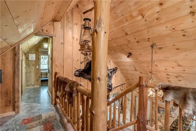 6372 George Hill Rd, Watson, NY 13343 - additional living space with vaulted ceiling, wooden walls, and wood ceiling