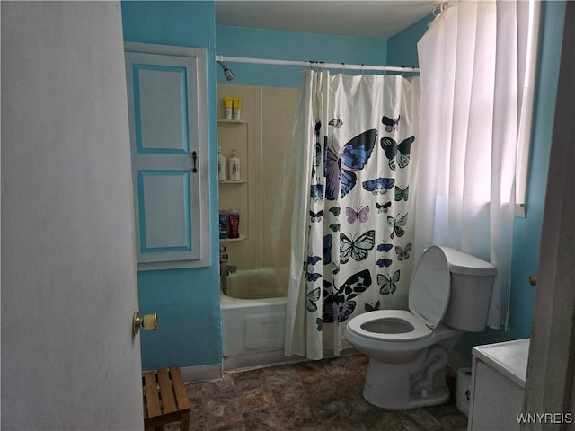 465 Willett St, Buffalo, NY 14206 - full bathroom with toilet, vanity, and shower / bath combination with curtain