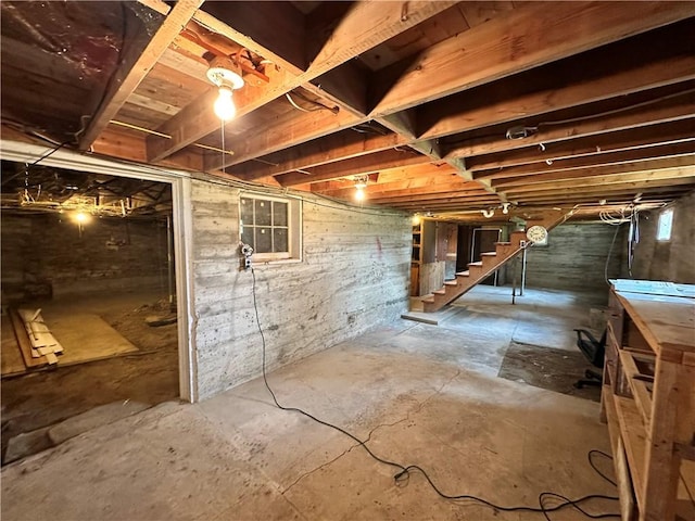 6956 E Washington St, Bath, NY 14810 - unfinished basement featuring stairs