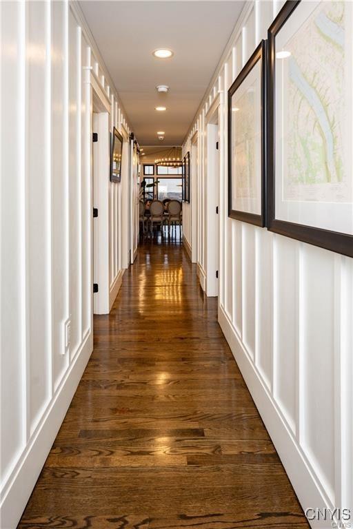 4500 W Lake Rd, Niles, NY 13152 - hallway with dark wood-type flooring and recessed lighting