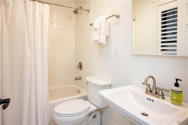 4500 W Lake Rd, Niles, NY 13152 - full bathroom with toilet, a sink, and shower / bathtub combination with curtain
