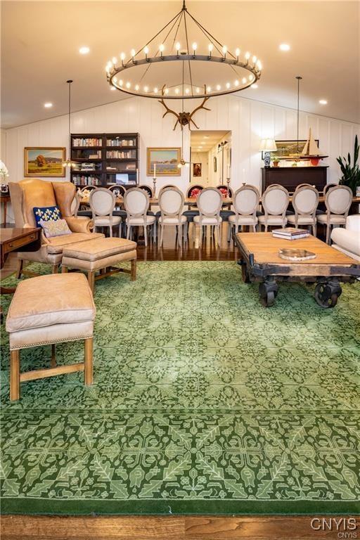 4500 W Lake Rd, Niles, NY 13152 - playroom featuring lofted ceiling and wood finished floors