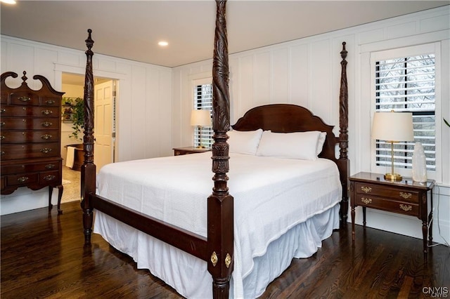 4500 W Lake Rd, Niles, NY 13152 - bedroom featuring a decorative wall, wood finished floors, and recessed lighting