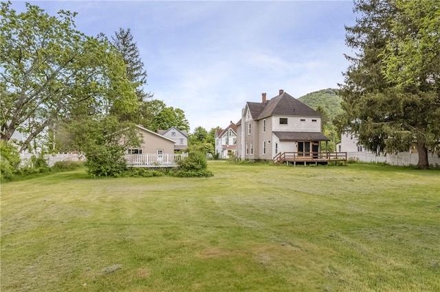 39 Middle St, Hancock, NY 13756 - view of grassy yard featuring a wooden deck