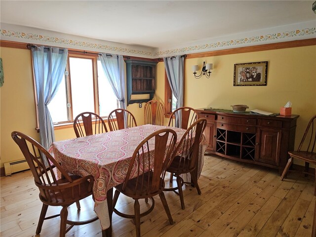 139 Pheasant Run Rd, Middlefield, NY 13326 - dining space featuring light wood finished floors and baseboard heating