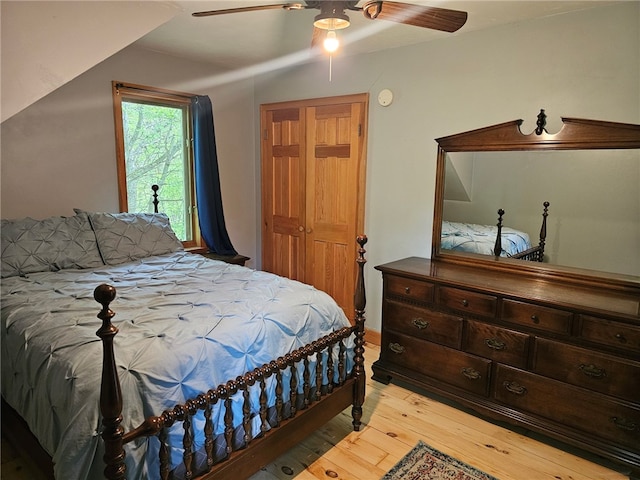 139 Pheasant Run Rd, Middlefield, NY 13326 - bedroom with light wood-style flooring and a ceiling fan