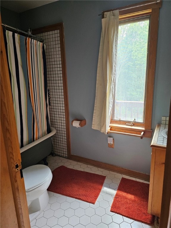 139 Pheasant Run Rd, Middlefield, NY 13326 - full bath with vanity, toilet, a bath, and a shower with shower curtain