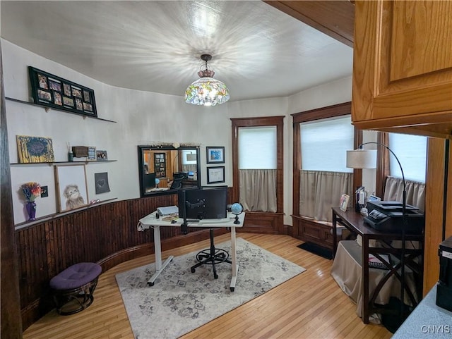 2976 Cataract St, Denmark, NY 13626 - office area featuring light wood-style flooring and a chandelier